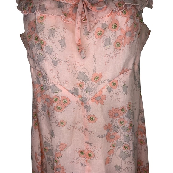 TERRI PETITES CALIFORNIA VINTAGE 1970'S PINK FLORAL ROMANTIC MAXI DRESS BOHO JP9 - Picture 4 of 9